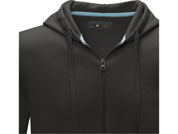 Sudadera con capucha y cremallera Ruby para hombre sostenible Gris tormenta detalle 24
