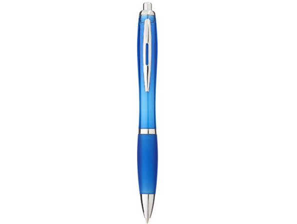 Bolígrafo blanco y transparente azul aqua barato