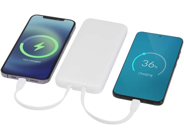 Batería externa Adhil de plástico reciclado 10000 mAh Blanco detalle 13