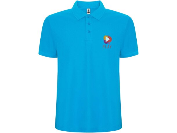Polo manga corta infantil Pegaso Premium Roly punto piqué Azul turquesa detalle 3