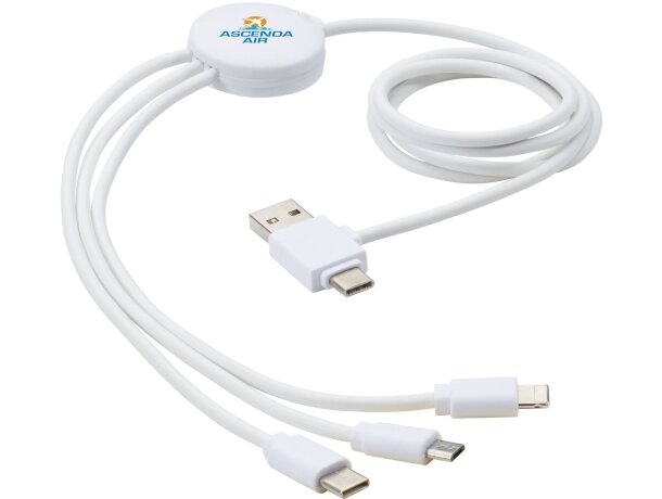 Cable de carga 5 en 1 Pure con aditivo antibacteriano Blanco detalle 2