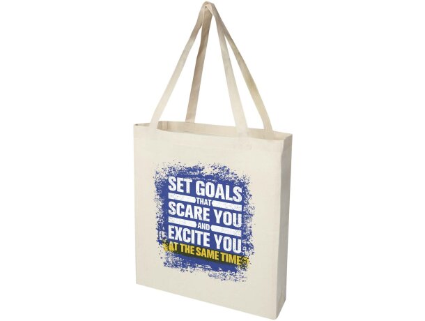 Bolsa tote con refuerzos algodón reciclado certificado GRS Madras Natural detalle 1