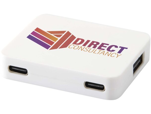 Hub USB Gaia de 4 puertos con plástico ABS reciclado Blanco detalle 5