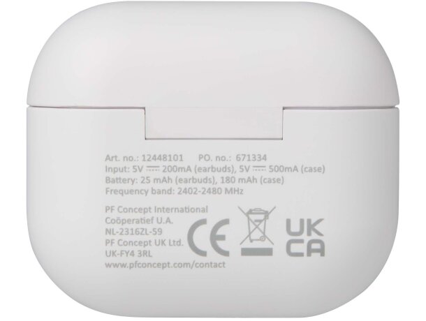 Auriculares True Wireless Bluetooth Altais plástico reciclado Blanco detalle 11