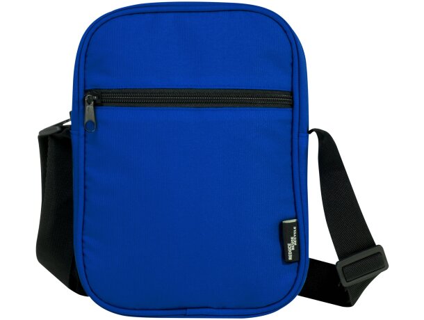Bandolera reciclada certificada GRS Byron con cremallera Azul real detalle 18