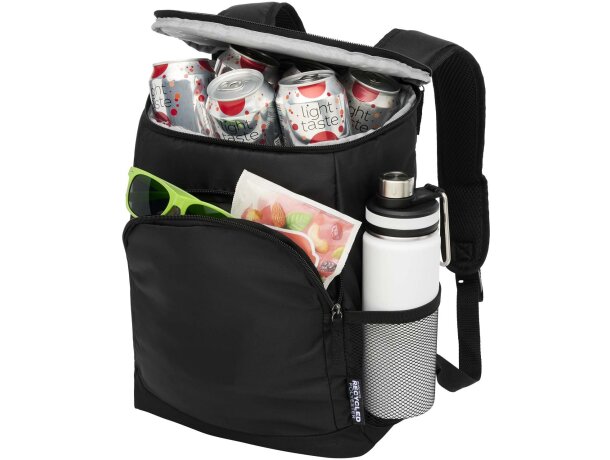 Mochila isotérmica reciclada 18 latas certificación GRS Negro intenso detalle 3