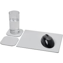 Combo alfombrilla ratón posavasos Brite-Mat negro