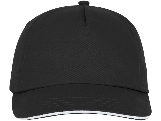 Gorra personalizable de 5 paneles con detalle de ribete Negro intenso detalle 30