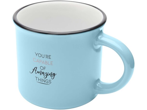 Taza cerámica Bari 240 ml diseño vintage acabado brillante Azul arrecife detalle 19