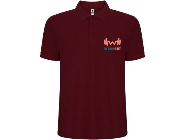 Polo manga corta hombre Pegaso Premium Roly punto piqué Granate detalle 23