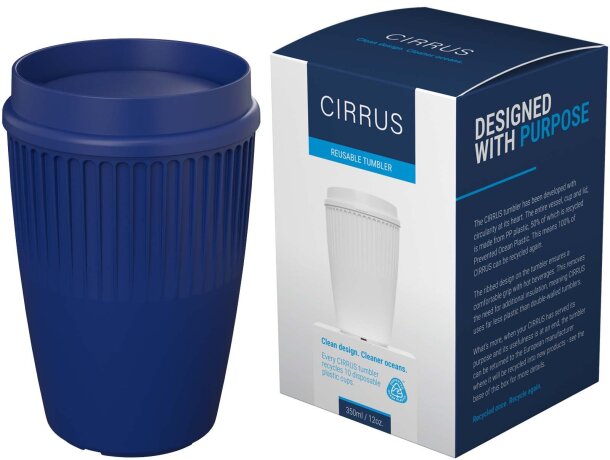 Vaso Cirrus POP 350ml con tapa de 360° y plástico reciclado Azul detalle 20