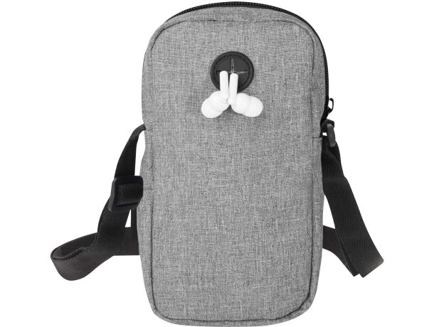 Funda teléfono reciclada certificada GRS Ross con cremallera Gris mezcla detalle 3