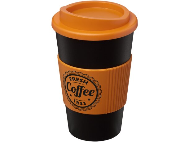 Vaso térmico 350ml con agarradera Americano Negro intenso/naranja detalle 17