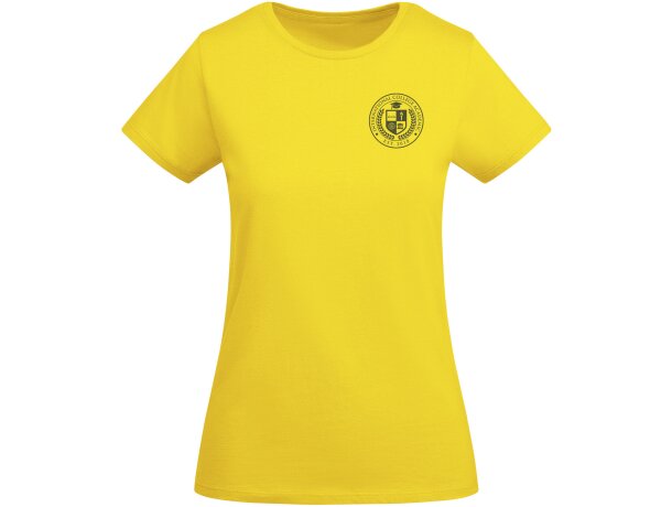 Camiseta mujer algodón orgánico Breda de Roly Amarillo detalle 7