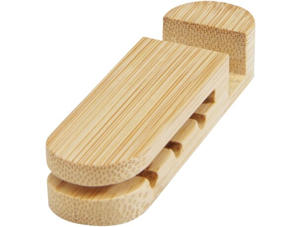 Organizador de cables bambú Edulis con soporte para móvil Beige detalle 4