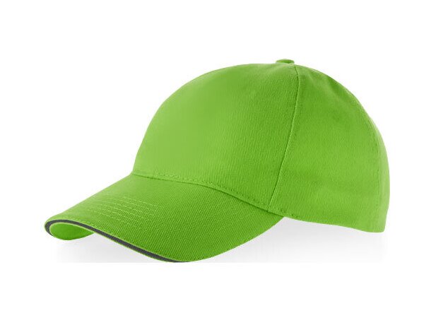Gorra con detalles en visera de 5 paneles personalizada verde claro Gorra con detalles en visera de 5 paneles personalizada verde claro