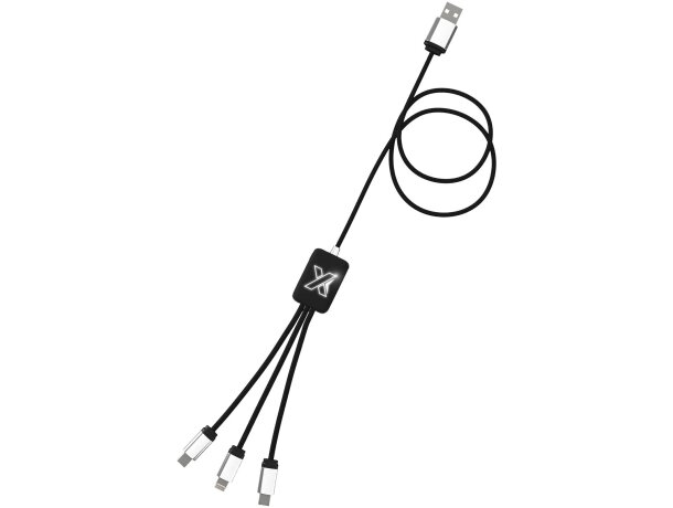 Cable de carga C17 retroiluminado triple conector USB-C Azul/negro intenso detalle 10