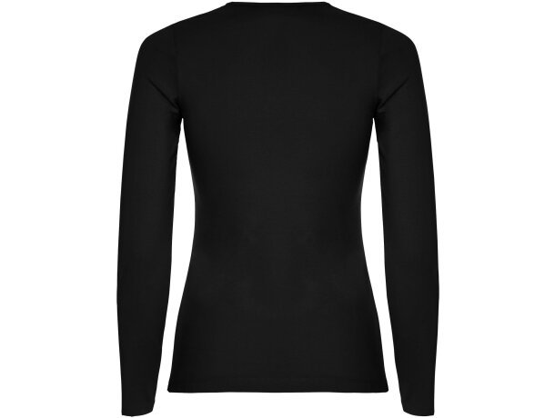 Camiseta manga larga mujer algodón 100% Roly Extreme Negro intenso detalle 6
