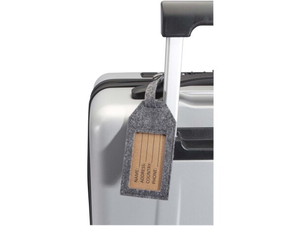 Identificador de equipaje Tie en fieltro RPET reciclado Gris detalle 3