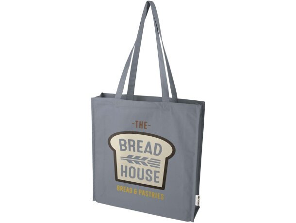 Bolsa tote algodón reciclado GRS con refuerzos Florida 14L Gris detalle 31