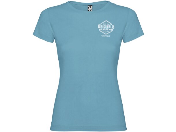 Camiseta mujer manga corta Jamaica Roly 100% algodón entallada Azul turquesa detalle 25