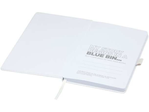 Libretas ecológicas tamaño A5 con tapa de RPET y 80 hojas recicladas Honua Blanco detalle 4