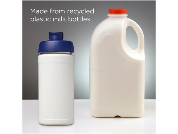 Bidón deportivo Baseline reciclado con tapa Flip 500ml Blanco/azul detalle 24