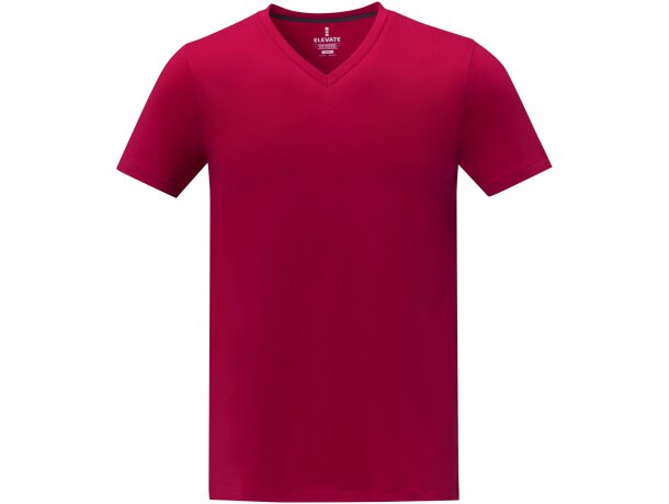 Camiseta de manga corta y cuello en V para hombre Somoto Rojo detalle 6