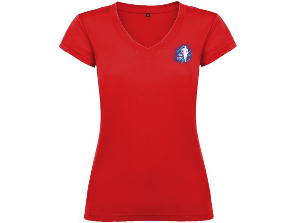 Camiseta cuello pico mujer Roly Victoria algodón 155 g/m² Rojo detalle 26