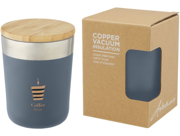 Vaso isotérmico Lagan con tapa bambú y aislamiento al vacío Azul hielo detalle 9