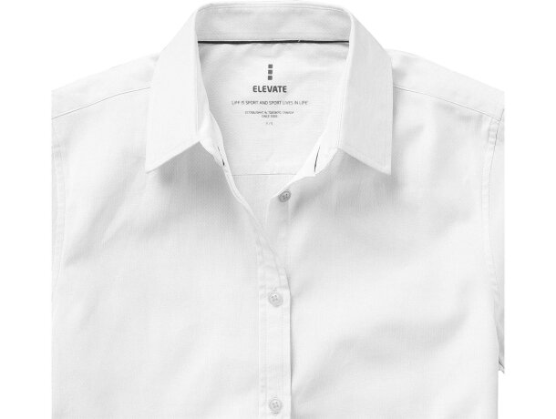 Camisa tipo Oxford de manga corta de mujer Manitoba Blanco detalle 3