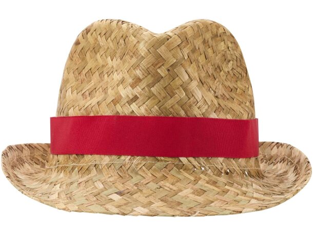 Sombrero de paja Pricus natural con banda personalizable Rojo/natural detalle 17