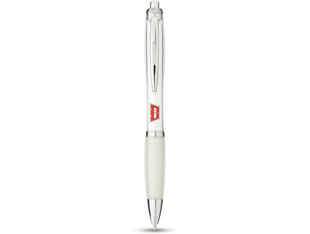 Bolígrafo blanco y transparente barato