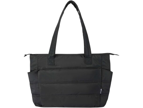 Bolsa tote Puffer acolchada reciclada GRS para portátil 15,6 Negro intenso detalle 2