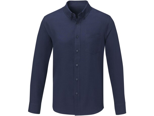 Camisa manga larga hombre Pollux Oxford CVC personalizable Azul marino detalle 12