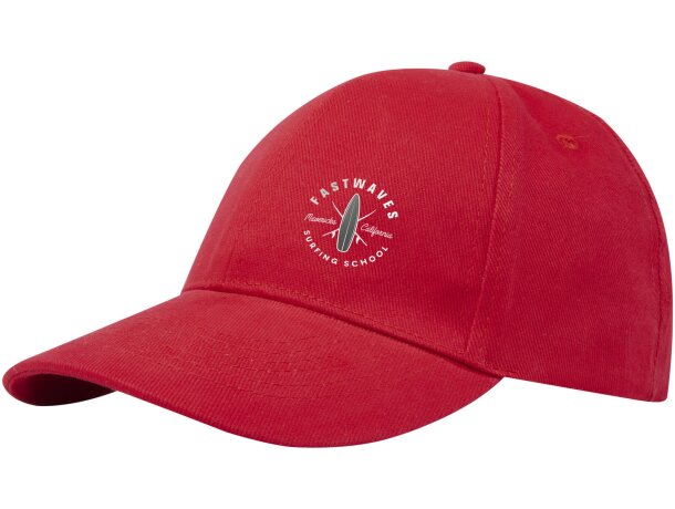 Gorra eco-amigable de 6 paneles grs reciclada Rojo detalle 1