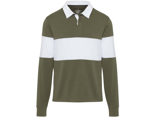 Sudadera polo rugby unisex Clyde algodón orgánico 280 g/m² Verde/blanco detalle 21
