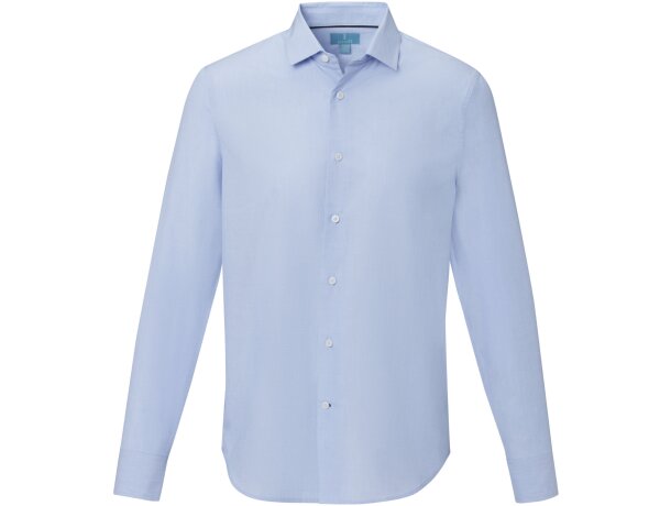 Camisa orgánica manga larga hombre Cuprite popelín algodón Azul claro detalle 2