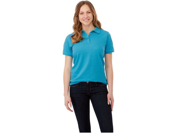 Polo de manga corta de material reciclado orgánico GRS para mujer Beryl Azul nxt detalle 6