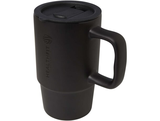Taza térmica de gres Carter con tapa antiderrame 450ml Negro intenso detalle 1