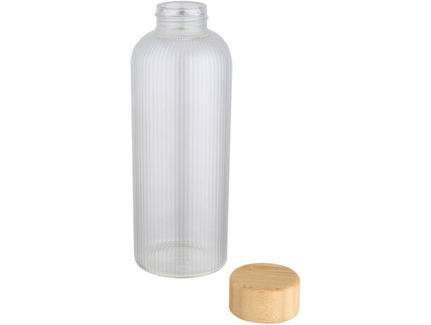 Botella Mirage 650ml vidrio borosilicato con tapa de bambú Transparente detalle 3