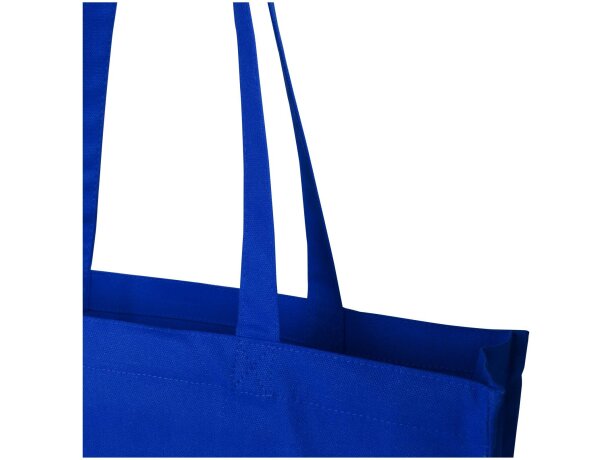 Bolsa tote algodón reciclado GRS con refuerzos Florida 14L Azul real detalle 30