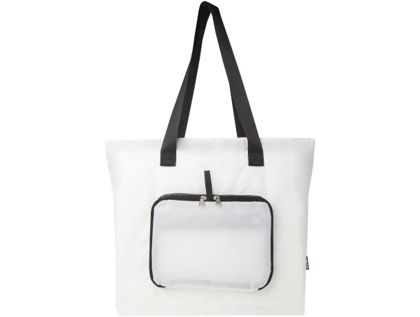 Bolsa tote plegable EcoFold de poliéster reciclado certificado GRS Blanco detalle 5