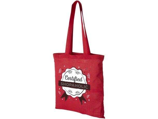 Bolsa 100% algodón asas largas certificado oeko-tex 100 g/m2 Carolina Rojo detalle 1
