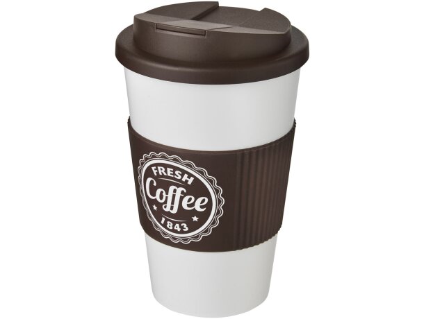 Americano® vaso 350 ml con agarre y tapa antigoteo Blanco/marrón detalle 10