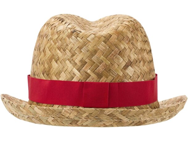 Sombrero de paja Pricus natural con banda personalizable Rojo/natural detalle 18