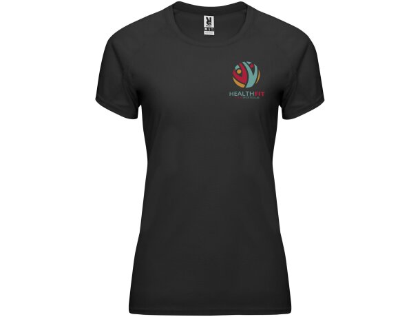 Camiseta deportiva manga corta mujer Bahrain Roly técnica Negro intenso detalle 5