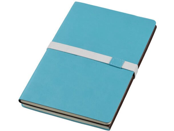 Bloc de notas combinada en polipiel y plástico personalizada azul Bloc de notas combinada en polipiel y plástico personalizada azul