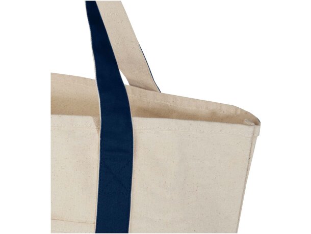 Bolsa tote de algodón reciclado certificado GRS Sam Azul marino/natural detalle 12