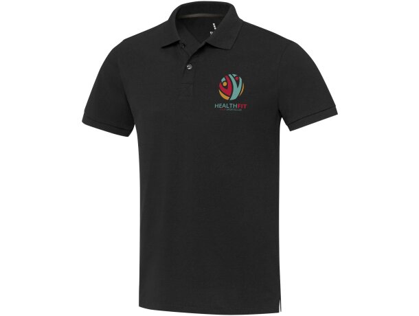 Polo manga corta unisex Aware Emerald con tejido reciclado Negro intenso detalle 13